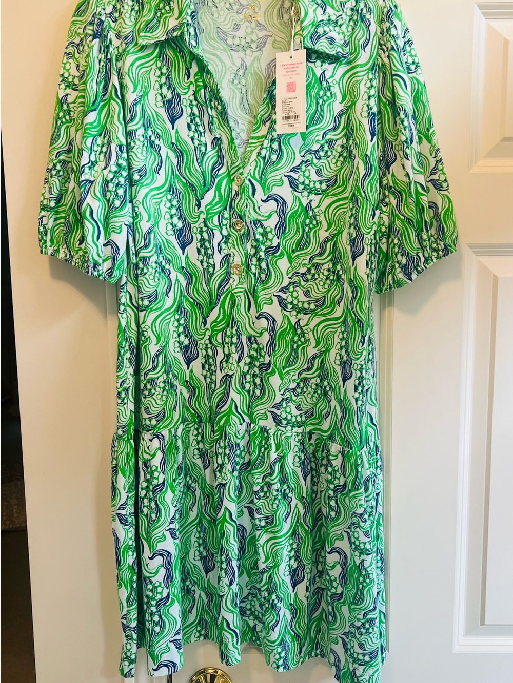 Lilly Pulitzer Bingley Dress. Putting Green. Lilly of the Valley. New. Medium - Picture 2 of 3